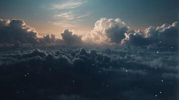concept futuristic and abstract space, minimalist in floating particles of Cloud. photo