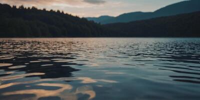 Mysterious lake reflecting a mirrored sky creating an otherworldly atmosphere. photo