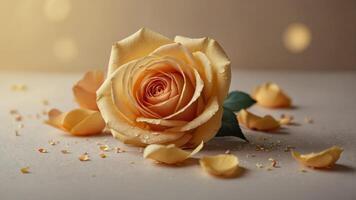 image space copy offers petals rose with adorned background paper Yellow. photo