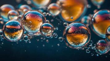 concept motion fluid Artistic view close-up bubbles, with water in ink abstract Colorful. photo