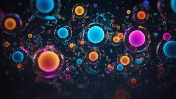 concept background Futuristic art digital abstract bubbles, and smoke colorful by surrounded frame Neon. photo