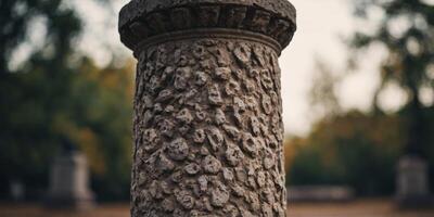 closeup of an ancient classic stone column. photo