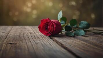 composition lay flat a in space copy providing desk wooden a on roses red fresh of image view Top. photo