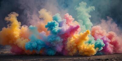 Subtle tones of pastel colors mix with bold pops of brightness in this smoke bomb image. photo