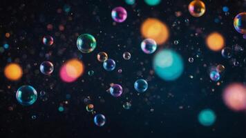 Cosmic bubbles floating in space with colorful lights. photo