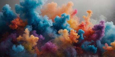 Colorful smoke silhouettes swirl and sway creating an otherworldly and abstract scene. photo