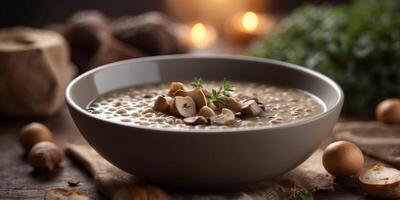 A nourishing buckwheat and mushroom soup full of protein and flavor perfect for colder days. photo