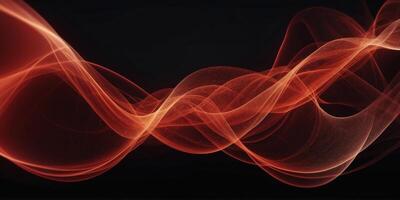 Abstract red wave curve smooth on black design modern luxury technology background wave of flowing particles over dark, smooth curve shape lines, particle array flow abstract dark line wave. photo
