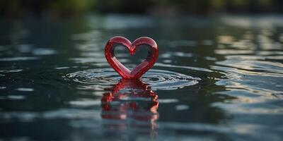 Heart-Shaped Object Floating on Body of Water. photo