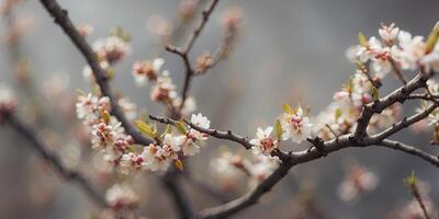 A free-form Boho frame of intertwining branches and small colorful buds. photo