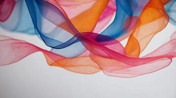 Bold strokes of blue, pink, and orange on white canvas abstract exploration of color and emotion. photo