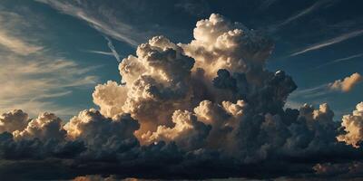 Scenic sky with cumulonimbus and cirrus clouds perfect for a copy space image. photo