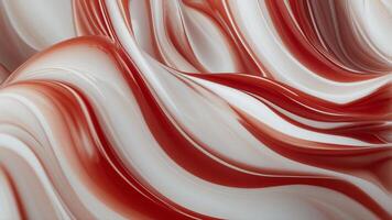 Abstract fluid candy art with red and white curving lines. photo