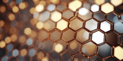 Abstract digital background with a honeycomb structure of glowing hexagons. photo