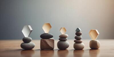 A serene and minimalist composition of quadrilaterals in a muted palette representing balance and harmony. photo