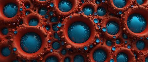 Red and blue organic forms with a cellular structure. photo