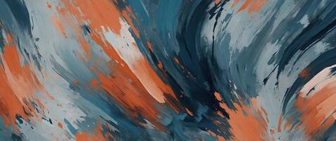 Peach and Steel Blue Abstract Brush Strokes Abstract Background. photo