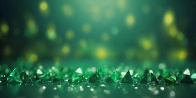 Abstract background with small triangles and several large triangular shapes in green colors. photo