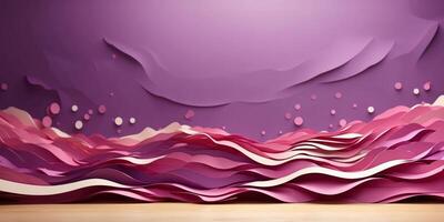 paper purple waves abstract banner design background. photo