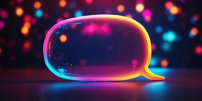 a speech bubble template with a glowing neon pop art effect. photo