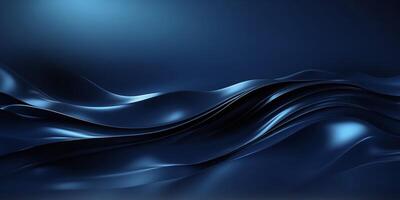 Dark blue abstract background with smooth curved shapes. photo