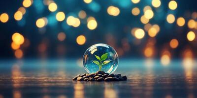Innovative idea of future alternative energy technology with copy space. photo