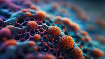 A close-up view of intricate cellular structures. photo