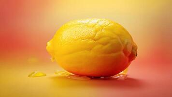 A playful gradient background with a lemon yellow merging into a vibrant coral. photo
