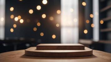 Soft focus on a podium at the front of the room. photo