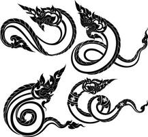 Thai Art Elements Decorative Patterns Inspired on Naga Structures vector