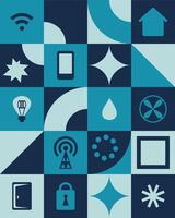 Abstract geometric smart home and Wifi poster. Automation digital technology control devices system concept. Flat illustration. vector