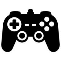 A game controller silhouette featuring an icon for a joystick. vector