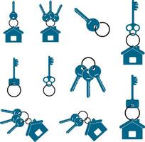 keys and keychain set on a white background vector