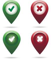 colored map marker set tick and cross vector