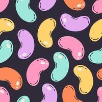 Seamless pattern with colorful jelly beans. Sweets and candies seamless pattern vector