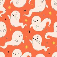 Seamless pattern with cute ghosts and spirits. Happy Halloween seamless pattern vector