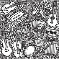 Hand Drawn Musical Instruments Doodle Pattern vector