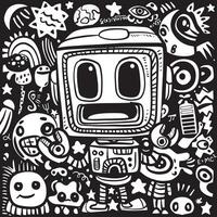 Whimsical Robot Doodle Art vector