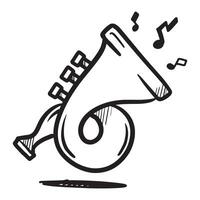 Hand-Drawn Musical Horn Illustration vector