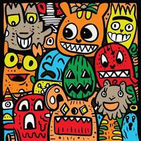 Colorful Cartoon Monsters with Playful and Mischievous Expressions vector