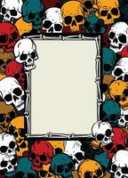Colorful Skulls Border Frame with Blank Space in Gothic Style vector