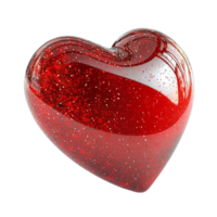 Heart-Shaped Object with Glossy Red Surface and Glitter Speckles png