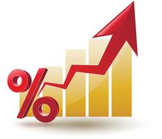 chart and arrow on a white background in progress vector