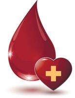 large glossy red drop of blood with medical quarantine vector