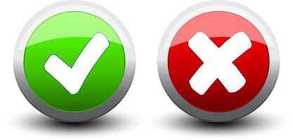 button tick and cross vector