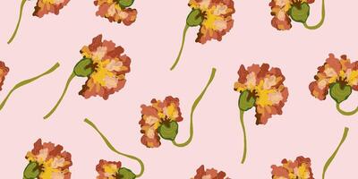 a pattern with flowers on a pink background vector
