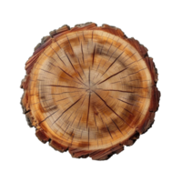Top view of Tree stump trunk isolated on transparent background cutout png