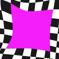 Race checker flag background. Finish check rally background. Wavy psychedelic chessboard pattern. Hippie twisted gingham checkerboard frame. illustration isolated vector
