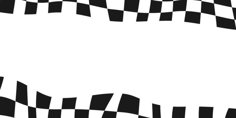 Race checker flag background. Finish check rally background. Wavy psychedelic chessboard pattern. Hippie twisted gingham checkerboard frame. illustration isolated on white background