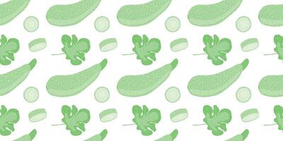 zucchini flat seamless pattern. Zucchini slices seamless pattern on white background vector
